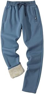 Gihuo Men's Sherpa Lined Athletic Sweatpants Winter Warm Track Pants Straight Leg Athletic Pants(02Blue-S)