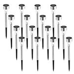 Solpex 16 Pack Solar Lights Outdoor Pathway,Solar Walkway Lights Outdoor,Garden LED Lights for Landscape/Patio/Lawn/Yard/Driveway-Cold White (Stainless Steel), 5.6 x 5.6 x 36.1 cm
