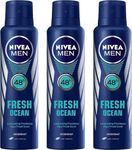 NIVEA Men Fresh Ocean Deodorant Spray 150ML Each (Pack of 3) Deodorant Spray - For Men (450 ml, Pack of 3)