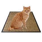 Atmah Natural Coir Cat Scratcher Mat Scratch Pad with Rubber Backing for Cat Grinding Claws Horizontal Cat Floor Scratching Pad Rug