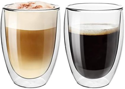 Topsky 2 bicchieri da latte macchiato da 350 ml, a doppia parete, per conservare il calore, in vetro borosilicato, per tè, caffè, espresso