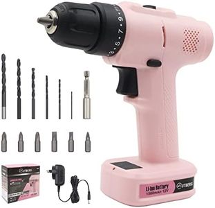 MUTBERG One-Piece Pink Cordless Drill Driver Set, 12V Electric Driver Tool Kit for Women, 10mm Keyless Chuck, AU Charger