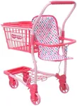 KOOKAMUNGA 2 in 1 Kids Shopping Cart - Toy Grocery Cart With Removable Hand Basket & Doll Seat - For Boys & Girls Ages 2+ (Pink Unicorn)