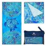 Elite Trend XL Beach Towel for Travel – Extra Large 78x35 Inch w/Bag – Lightweight Microfiber, Compact, Soft, Quick Dry, Sand Free – for Swimming, Pool, Camping, Yoga, Workout – Sea Turtle