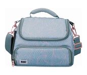 BUILT Insulated Lunch Bag with 'The Mindful' Design, Polyester, Grey/Pale Pink, 18.5 x 27 x 21 cm