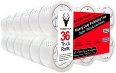 SCESSPACK Packing Tape (36 Rolls),2.7mil, Heavy Duty Packaging Tape for Shipping Moving Sealing, 1.88 Inch x 60 yd Per Roll, Total 1080 Yards (36)
