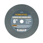 POWERTEC 15518 Aluminum Oxide Grinding Wheel 80 Grit, 6" x ¾ with 1/2" Arbor