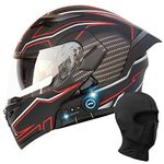Bluetooth Motorcycle Helmet, Modular Flip Up Full Face Helmet, DOT/ECE Approved Motorbike Helmet, with Anti Fog Double Visor and Removable lining M~XXL 57~64CM