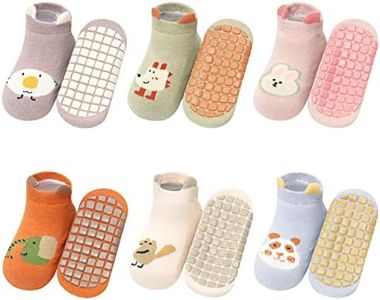Adorel Calcetines Antideslizantes Zapatillas con Suela Casa para Bebé Pack de 6 Dulces Animales 1-3 Años (Talla del Fabricante M)