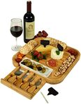 Picnic at Ascot Bamboo Cutting Board for Cheese & Charcuterie with Ceramic Dish, Knife Set & Cheese Markers - Designed & Quality Checked in The USA