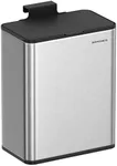 SONGMICS Hanging Trash Can, 2.1-Gallon (8 L) Small Kitchen Garbage Can with Lid, Cabinet Door Hanging or Wall-Mounted with Hooks, for Under Sink, Bathrooms, Metallic Silver ULTB810E08