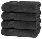 Canadian Linen Luxury Everest Bath Towels, 26”x52” 500 GSM, 4 Pack, Soft Absorbent Terry Cotton, Quick Dry Plush Shower Towels Set for Home, Bathroom, Hotel, Spa, Salon, Pool, Dark Grey