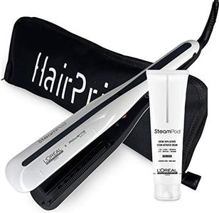 L'Oréal Professionnel Steampod 3.0 Fer à Lisser Lisseur + Crème Cheveux Epais 150 ml + Trousse De Rangement Plate Noire Hairprice