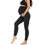 AMIYOYO Maternity Leggings High Waisted Black Leggings for Pregnancy Women Over Bump Support Stretchy Pants Yoga Workout Pajama Black