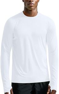Long Sleeve T Shirt Mens Gym Quick Dry with Thumb Holes(White,XL)