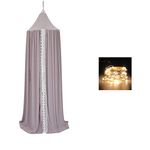 Bed Canopy Round Dome,Mosquito Net,Bed Canopy for Kid‘s Reading Room,Nursery Decorations,Bedroom Decoration (Chiffon Bed Canopy-Grey)