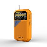 XHDATA D221 NOAA Weather Radio Portable AM FM Shortwave Radio Receiver, 2 AA Battery Operated, Transistor Radio with Excellent Reception for Emergency, Hurricane, Gift, Walking and Home (Orange)