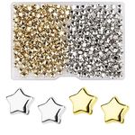 KINBOM 400pcs Star Shape Spacer Beads, 6mm Star Spacer Beads Lovely Large Hole Star Loose Beads Star Beads Charms Star Spacer Bead for Jewelry Making Crafts DIY (Golden, Silver)