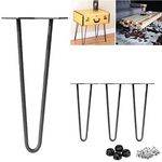 16” Hairpin Table Legs 40cm Black Steel 2-Rod Metal Modern Industrial Mid Century Style for DIY Furniture Coffee Table Desk Cabinets with Protector Feet & Screws (Pack of 4)