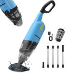 Hushlight Pool Vacuum Above Ground Pool – 60min Runtime & 7.5FT Aluminum Pole, Powerful Suction, Lightweight Cordless Handheld Rechargeable Pool Cleaner with 120μm Fine Filter (Blue)