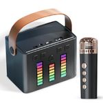 Wembley Karaoke Set with Mic & Speaker| Wireless & Bluetooth Singing Tool for Kids| Portable Karaoke Set with 5 High-Modulation Fun Voices| Ideal for Parties, Picnics, or Travel Time Fun (Black)