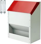 Svauoumu 11.5kg Automatic Chicken Feeder Galvanised Chicken Feeder with Rain Cover and Wall Mounted Poultry Feeder, Waste Free Chicken Feeder for Chickens, Geese, Ducks and Quail