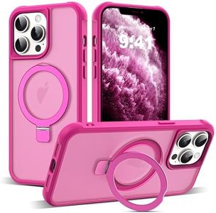 SKYLMW Compatible with iPhone 11 Pro Max Case with Invisible Magnetic O-Ring Stand Military-Grade Translucent Case for iPhone 11 ProMax 6.5" [Compatible with Mag-Safe][Great Grip Feeling], Rose