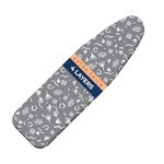 Ironing Board Cover and Pad Extra Thick Heavy Duty Padded 4 Layers, Silver Coated Ironing Board Cover, Non Stick Scorch and Stain Resistant Standard Size 15x54 inch with Elasticized Edges (Soft Grey)