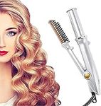 2 in 1 Rotating Iron Hair Curler Straighter, Professional Hot Brush Styler Irons for Hair Curling and Straighting, Adjustable Temperature, Brush Straightener for Thick Hair