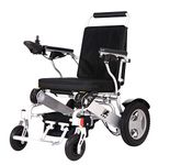 KWK Heavy Duty (180KG/28ST Carrying Capacity) Foldable Lightweight (28.50KG/4.5ST) Electric Wheelchair D09 (Silver - Large SEAT)