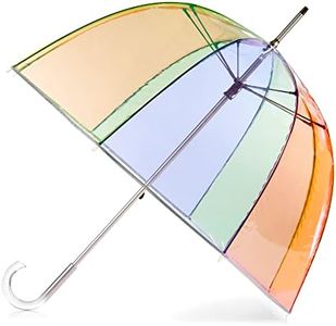 totes Clear Bubble Umbrella with Dome Canopy, Lightweight Design, Wind and Rain Protection, Adults-51, Rainbow, Adults - 51" Canopy, Clear Bubble Umbrella with Dome Canopy, Lightweight Design, Wind