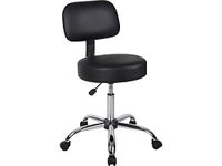 Boss Office Products Be Well Medical Spa Professional Adjustable Drafting Stool with Back and Removable Foot Rest Black