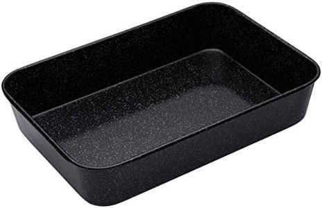 MasterClass Vitreous Enamel Roasting Tin, Induction Safe 1mm Steel with Scratch Resistant Coating, Large 40 x 28cm (15.5 x 11''), Black