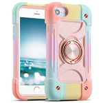 MARKILL Compatible with iPhone 6/6S Case,iPhone7/iPhone8 Case 4.7 Inch with Ring Stand, Heavy-Duty Military Grade Shockproof Phone Cover with Magnetic Car Mount (Rainbow Pink)