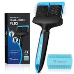 iToleeve Dual Flex Slicker Dog Brushes for Grooming, Detangling for Long Hair, Removes Undercoats, Knots, Ideal for Sensitive Dogs and Cats - Pet Brush and Comb