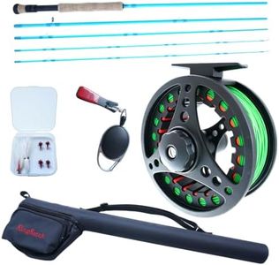 KingKatch Fly Fishing Rod Combo, 4 Piece Portable 8WT Fly Rod with Extra Spare Tip, Pre-Loaded Fly Reel and Fly Line with Flies, Complete Starter Kit for Trout, Bass and Freshwater Fishing