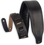 Levy's Leathers Top Grain Leather Guitar Strap, 3-Inch Wide, Black