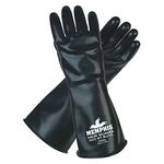 MCR Safety CP25L Butyl Rubber Gloves, 25 Mil Smooth Finish, Gauntlet Rolled Cuff, 14" Length, Large, 1-Pair, Black