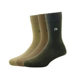 Peter England Mens Cotton Full Length Socks (Pack of 3) Beige, Khaki, Olive