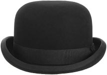 EOZY Mens 100% Wool Black Bowler Derby Hat Satin Lined Fedora Party Costume Hat