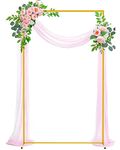 Wokceer Wedding Arch Backdrop Stand 6.6x4 FT Square Wedding Arches for Ceremony Gold Metal Balloon Arch Frame for Wedding Birthday Party Garden Arbor Anniversary Event Christmas Decor