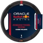 Red Bull Racing Steering Wheel Cover – Universal Fit, Perforated Leather with Cloth Grips, Sporty Design, Protects & Enhances Your Vehicle’s Style (RBSWC001BR)