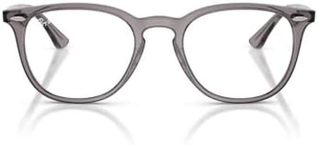 Ray-Ban RX7159 Round Prescription Eyewear Frames, Transparent Grey/Demo Lens, 52 mm
