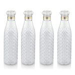 Attro Diamond 1000Ml Plastic Unbreakable Fridge Water Bottle For Office, Sports, School, Travelling, Gym, Yoga-Bpa And Leak Free, Clear - Set Of 4