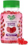 Human Beanz Biotin Jelly Bean Gummy Vitamins, Extra Strength Biotin for Hair, Skin and Nails, 5000mcg per Serving, Hair Growth Vitamins for Men and Women, 120 Strawberry Blast Jelly Beans, Kosher