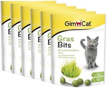 GimCat Gras Bits, Snack per gatti senza cereali e ricco di vitamine, con erba vera, Confezione da 6 pezzi, 6 x 140 g