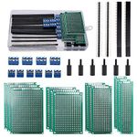 VooGenzek 46 PCS PCB Board Kits, Include 12 PCS Double Sided PCB Board Prototype Circuit Board, 12 PCS Male/Female Header Connector, 10 PCS 2/3Pin Screw Terminal with 12 PCS Nylon Column