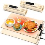 Tujoe 2 Pcs Electric Warming Tray with Adjustable Temperature Foldable Food Warmer for Parties Buffet Auto Shut off Versatile Food Warming Mat, 3 Temperature Settings and Fast Heating