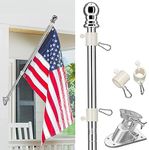 MIYA Flag Pole - 6 FT Flagpole Kit for American Flag - Stainless Steel Professional Flag Pole for House Garden Yard - Residential or Commercial Flag Pole with Spinning Bracket