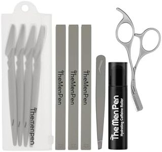 The Men Pen Complete Eyebrow + Hydrating Grooming Kit for Men | Scissors, Hydrating Caffeine Roller, Tweezers, Razors & 3 Eyebrow Filler Pens for Shaping | Trimming & Defining Brows - Grey